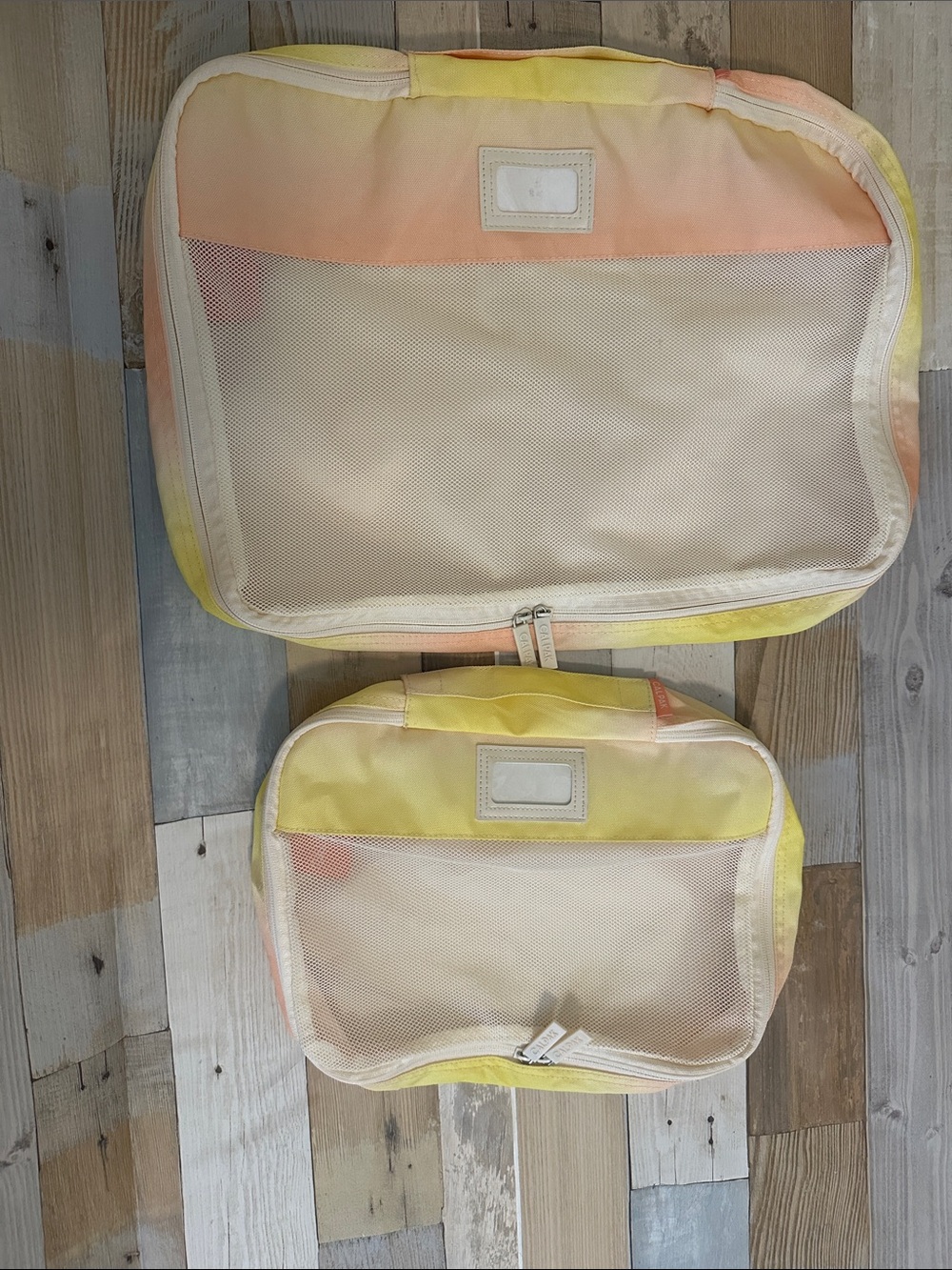 CALPAK Set of 2 Travel Packing Cubes in Yellow & Peach Ombre